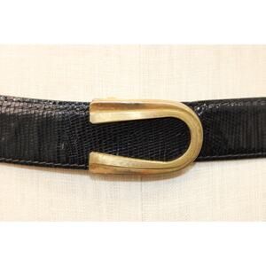Vintage A TESTONI Genuine Lizard Skin Leather Gold Buckle Belt Men's 36 (100cm)